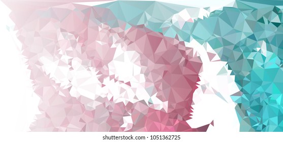 Low polygonal mosaic layout for horizontal banner, label, tag, flyer and abstract web background. Copy space. Vector clip art.