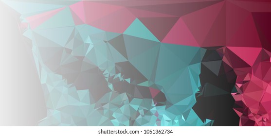 Low polygonal mosaic layout for horizontal banner, label, tag, flyer and abstract web background. Copy space. Vector clip art.