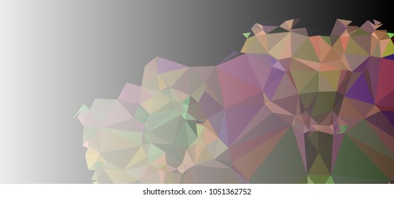 Low polygonal mosaic layout for horizontal banner, label, tag, flyer and abstract web background. Copy space. Vector clip art.