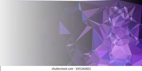 Low polygonal mosaic layout for horizontal banner, label, tag, flyer and abstract web background. Copy space. Vector clip art.