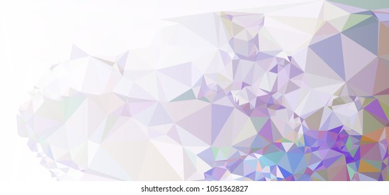 Low polygonal mosaic layout for horizontal banner, label, tag, flyer and abstract web background. Copy space. Vector clip art.
