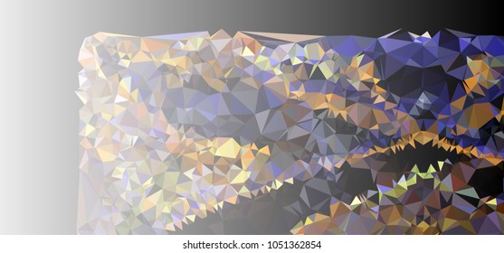 Low polygonal mosaic layout for horizontal banner, label, tag, flyer and abstract web background. Copy space. Vector clip art.