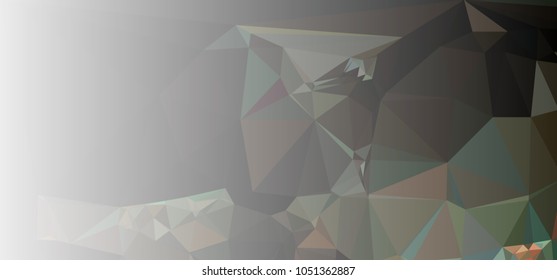 Low polygonal mosaic layout for horizontal banner, label, tag, flyer and abstract web background. Copy space. Vector clip art.