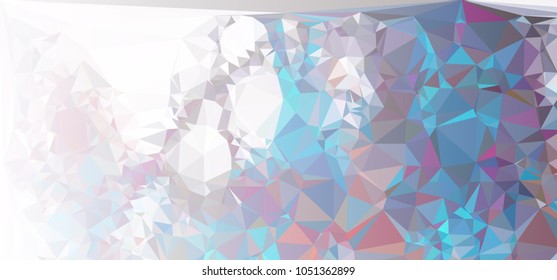 Low polygonal mosaic layout for horizontal banner, label, tag, flyer and abstract web background. Copy space. Vector clip art.