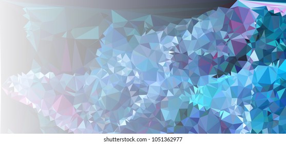 Low polygonal mosaic layout for horizontal banner, label, tag, flyer and abstract web background. Copy space. Vector clip art.
