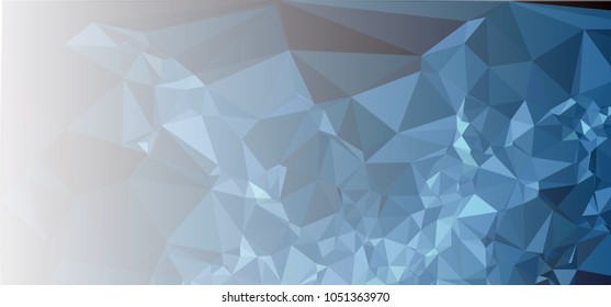 Low polygonal mosaic layout for horizontal banner, label, tag, flyer and abstract web background. Copy space. Vector clip art.