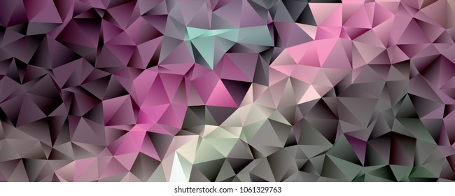 Low polygonal mosaic layout for horizontal banner, label, tag, flyer and abstract web background. Copy space. Vector clip art.