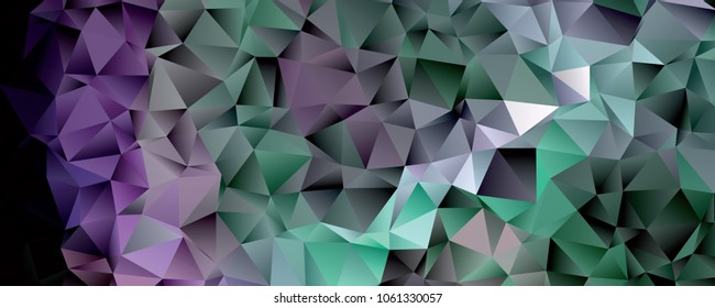Low polygonal mosaic layout for horizontal banner, label, tag, flyer and abstract web background. Copy space. Vector clip art.