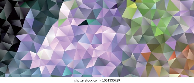 Low polygonal mosaic layout for horizontal banner, label, tag, flyer and abstract web background. Copy space. Vector clip art.