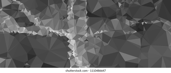 Low polygonal mosaic layout for horizontal banner, label, tag, flyer and abstract web background. Copy space. Vector clip art.