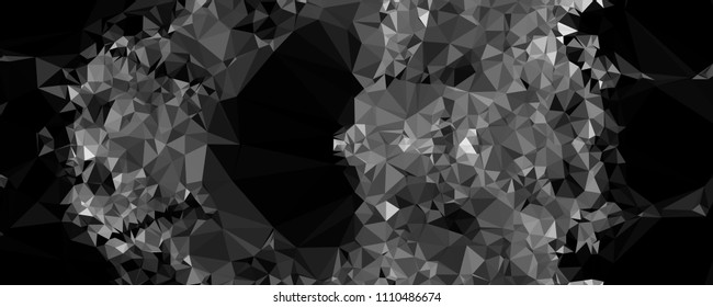 Low polygonal mosaic layout for horizontal banner, label, tag, flyer and abstract web background. Copy space. Vector clip art.