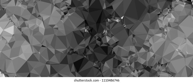 Low polygonal mosaic layout for horizontal banner, label, tag, flyer and abstract web background. Copy space. Vector clip art.