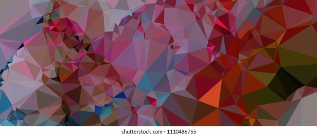Low polygonal mosaic layout for horizontal banner, label, tag, flyer and abstract web background. Copy space. Vector clip art.