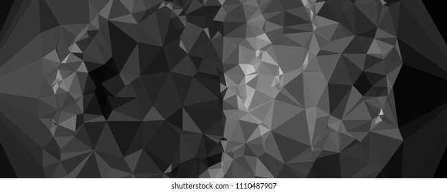 Low polygonal mosaic layout for horizontal banner, label, tag, flyer and abstract web background. Copy space. Vector clip art.
