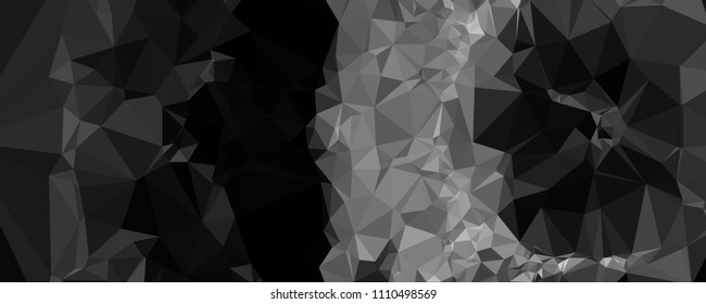 Low polygonal mosaic layout for horizontal banner, label, tag, flyer and abstract web background. Copy space. Vector clip art.