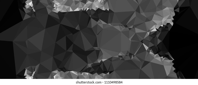 Low polygonal mosaic layout for horizontal banner, label, tag, flyer and abstract web background. Copy space. Vector clip art.