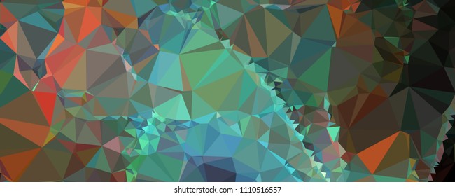 Low polygonal mosaic layout for horizontal banner, label, tag, flyer and abstract web background. Copy space. Vector clip art.