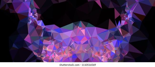 Low polygonal mosaic layout for horizontal banner, label, tag, flyer and abstract web background. Copy space. Vector clip art.