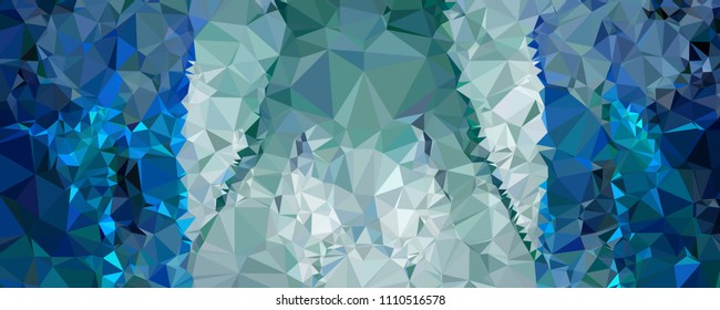 Low polygonal mosaic layout for horizontal banner, label, tag, flyer and abstract web background. Copy space. Vector clip art.