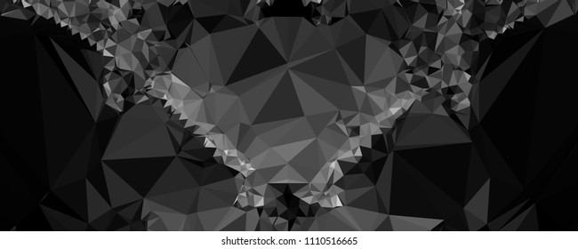 Low polygonal mosaic layout for horizontal banner, label, tag, flyer and abstract web background. Copy space. Vector clip art.