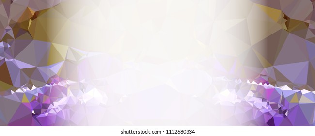Low polygonal mosaic layout for horizontal banner, label, tag, flyer and abstract web background. Copy space. Vector clip art.