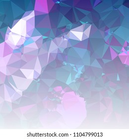 Low polygonal mosaic square layout with transparent corner for banner, label, tag, flyer and abstract web background. Copy space. Vector clip art.
