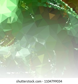 Low polygonal mosaic square layout with transparent corner for banner, label, tag, flyer and abstract web background. Copy space. Vector clip art.
