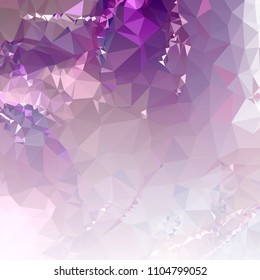Low polygonal mosaic square layout with transparent corner for banner, label, tag, flyer and abstract web background. Copy space. Vector clip art.