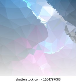 Low polygonal mosaic square layout with transparent corner for banner, label, tag, flyer and abstract web background. Copy space. Vector clip art.