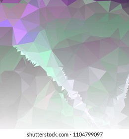 Low polygonal mosaic square layout with transparent corner for banner, label, tag, flyer and abstract web background. Copy space. Vector clip art.
