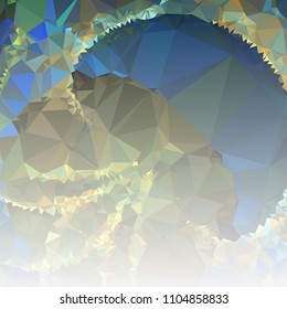 Low polygonal mosaic square layout with transparent bottom for banner, label, tag, flyer and abstract web background. Copy space. Vector clip art.