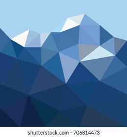 Low polygonal mountain in triangle style. Low polygonal background for mountain design and web