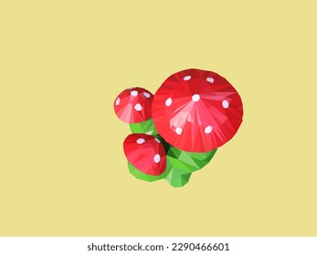 Low-Poly-Pilz auf einzeln gelbem Hintergrund.