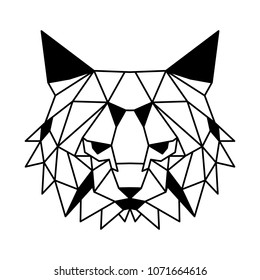 Low polygonal portrait of an angry cat. Nice vector graphic illustration EPS 8