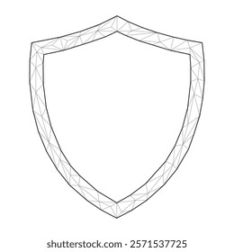 Low polygonal security guard shield badge with connection dots and lines. Cyber protection of safe concept with triangular geometric elements. Vector illustration isolated on white background.	