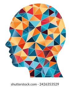 Low polygonal silhouette head girl, vector illustration