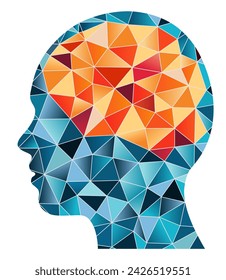 Low polygonal silhouette head girl, vector illustration