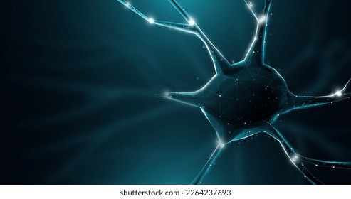 Low polygonal wireframe style a Neural Cell. Neurons and nervous system. Neurons and nervous system. Vector illustration