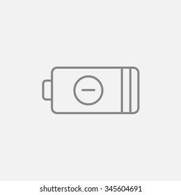 Low power battery line icon for web, mobile and infographics. Vector dark grey icon isolated on light grey background.