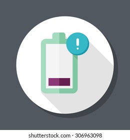 Low power icon, vector illustration. Flat design style with long shadow,eps10