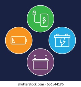 Low power icons set. set of 4 low power outline icons such as battery