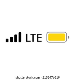 Low power mode, wifi, LTE set icon isolated on white background. Status bar symbol modern, simple, vector, icon for website design, mobile app, ui. Vector Illustration