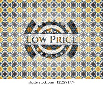 Low Price arabic badge background. Arabesque decoration.