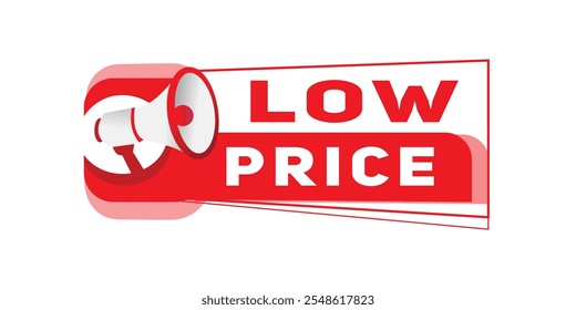 Low price banner, tag  for announce. Design template, flat vector label illustration isolated.