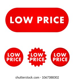 Low price button. Red color sign. Vector illustration