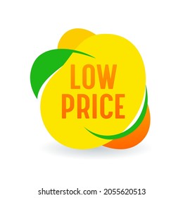 Low Price Creative Design Element, Yellow Banner or Icon, Promo Offer for Sale, Isolated Tag, Cost Reduction, Discount Label. Price Off Promotion, Rebate Sticker or Emblem. Vector Illustration