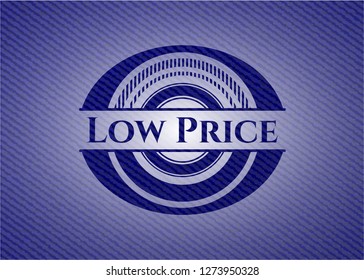 Low Price emblem with denim high quality background