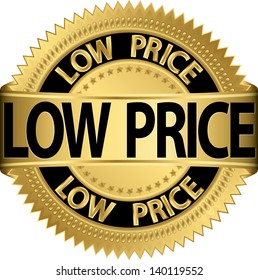 Low price golden label, vector illustration