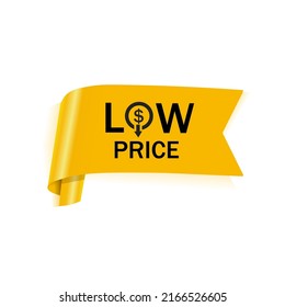 Low price label. Cost reduction icon. Discount price offer sign. Flat style vector illustration.