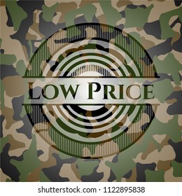 Low Price written on a camouflage texture